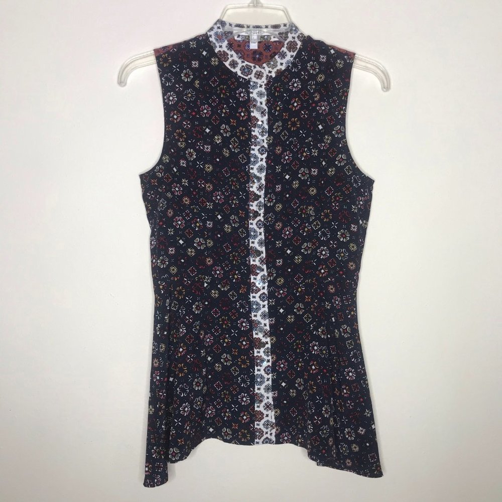 DEREK LAM 10 CROSBY Sleeveless Print Blouse